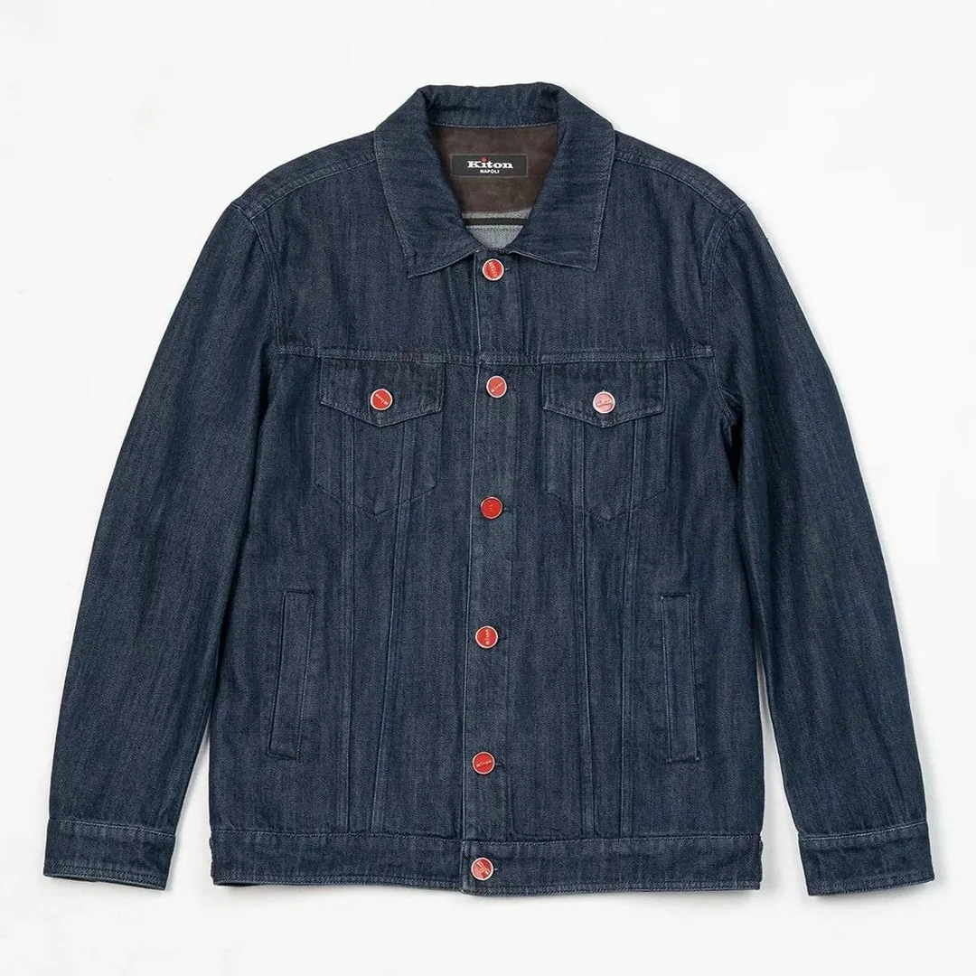 Kiton куртка из премиального денима с замшевым снизу — фото 1