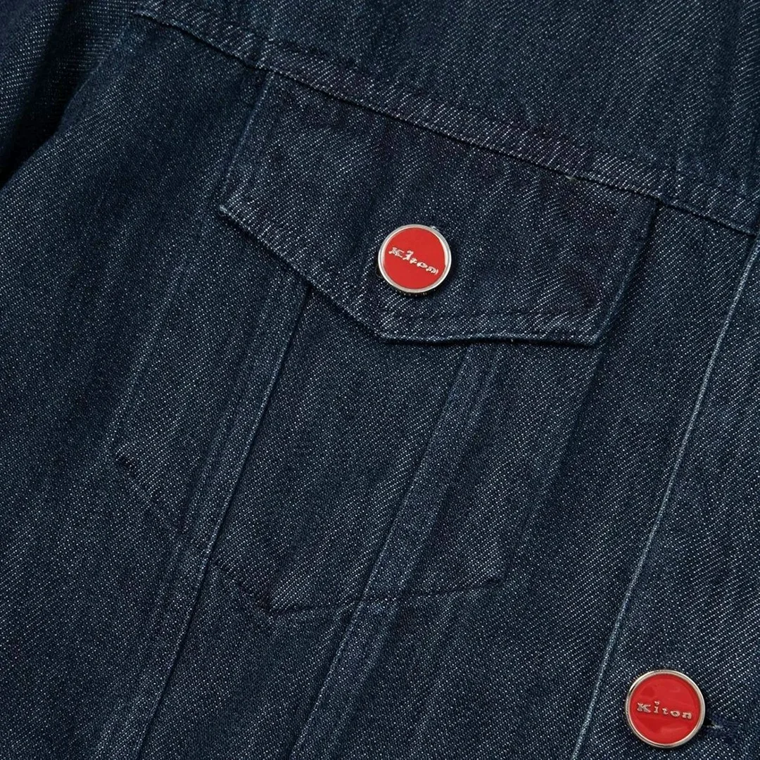 Kiton куртка из премиального денима с замшевым снизу — фото 8