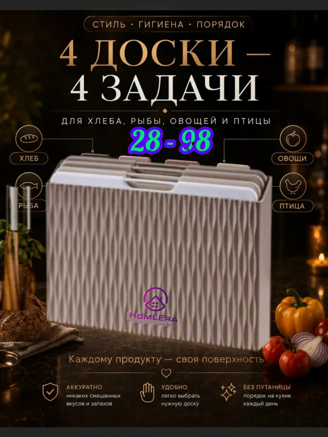 Набор разделочных досок на подставке — фото 1