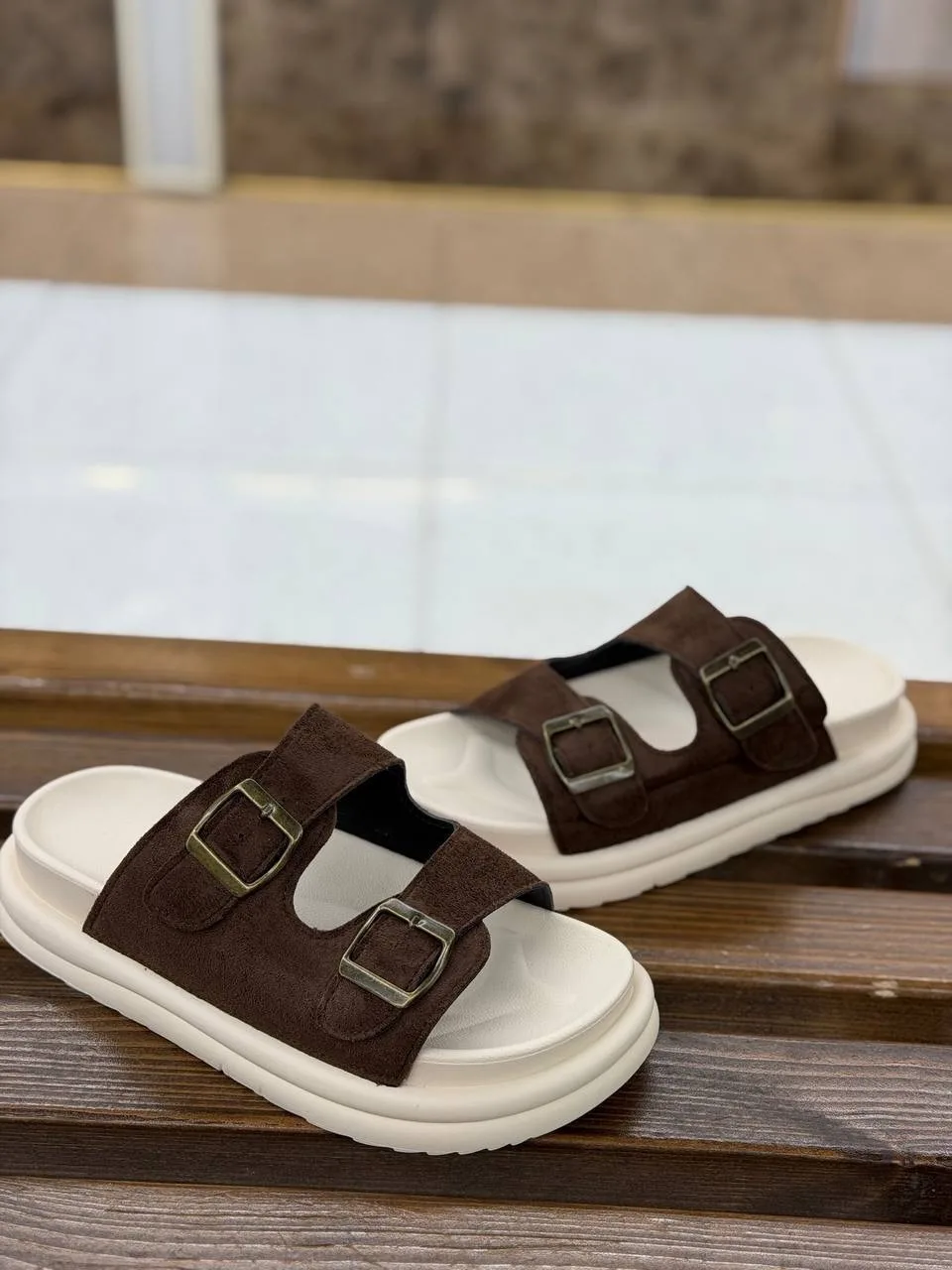 Сандалии Сезон Лето, замша Бежевый — фото 4