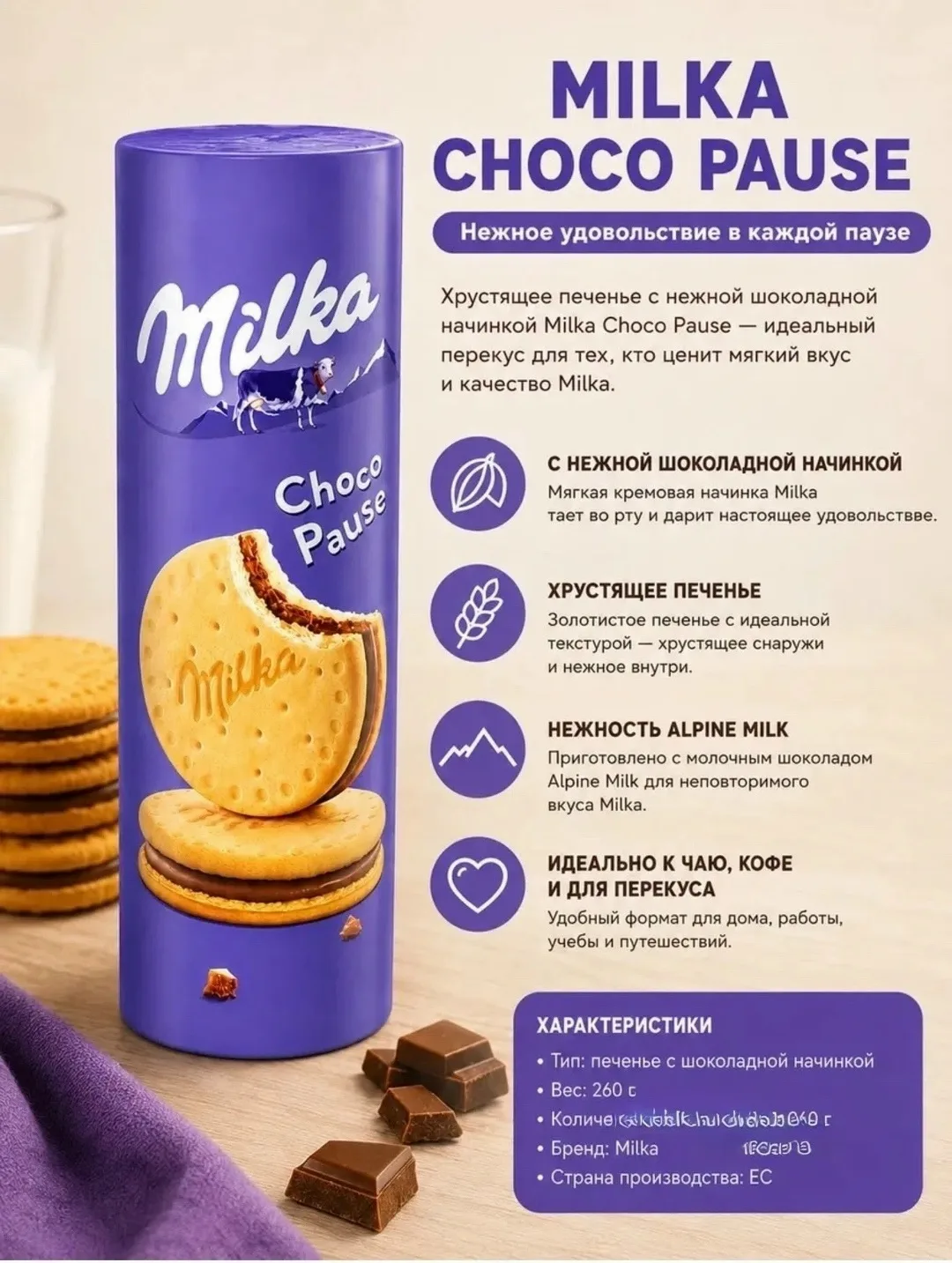 Рюкзак Milka Choco Pause НОВОЕ ПОСТУПЛЕНИЕ, лён — фото 2