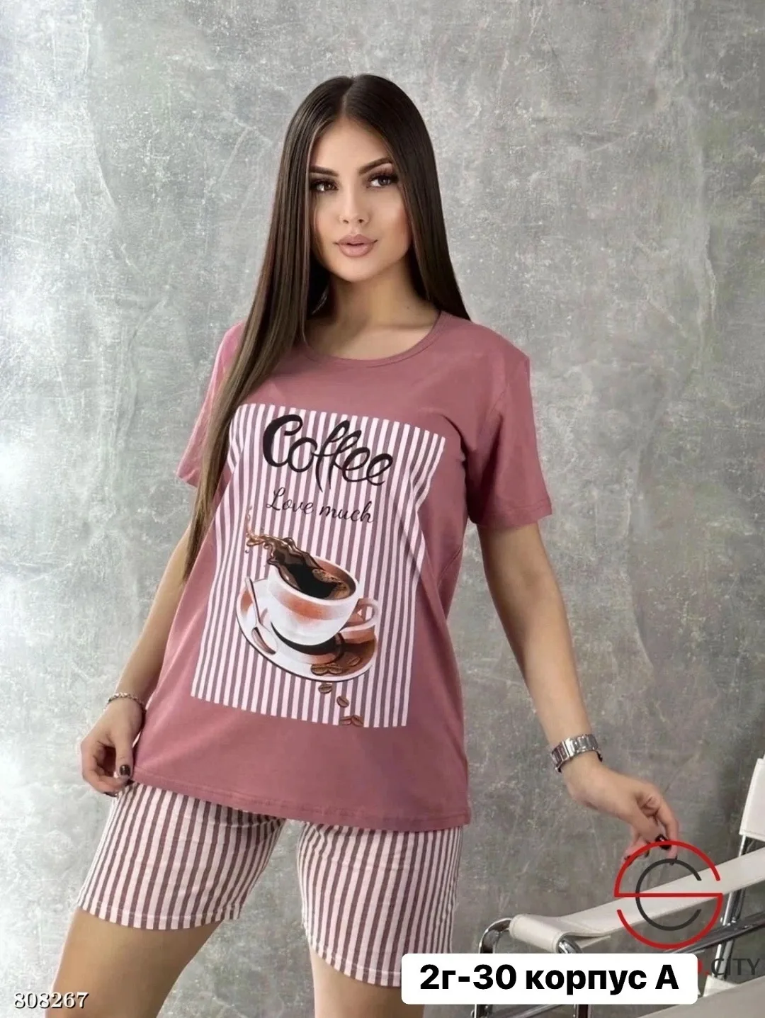 Пижама шорты из хлопка — фото 4