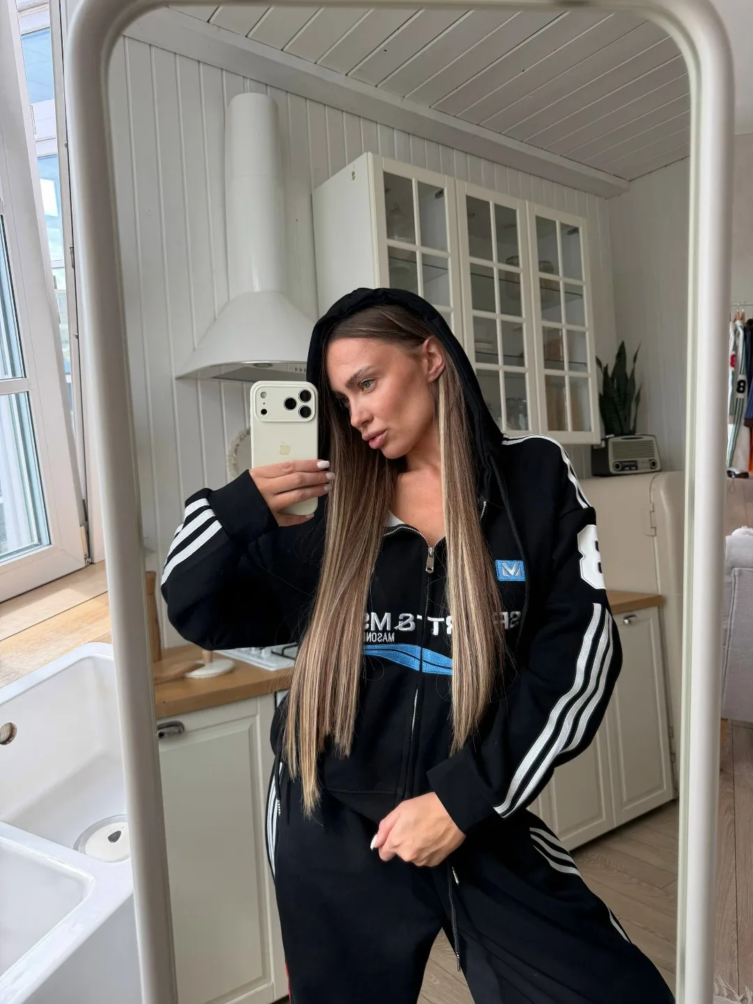 Костюм-двойка Sport Zip с капюшоном и лампасами Красный — фото 8