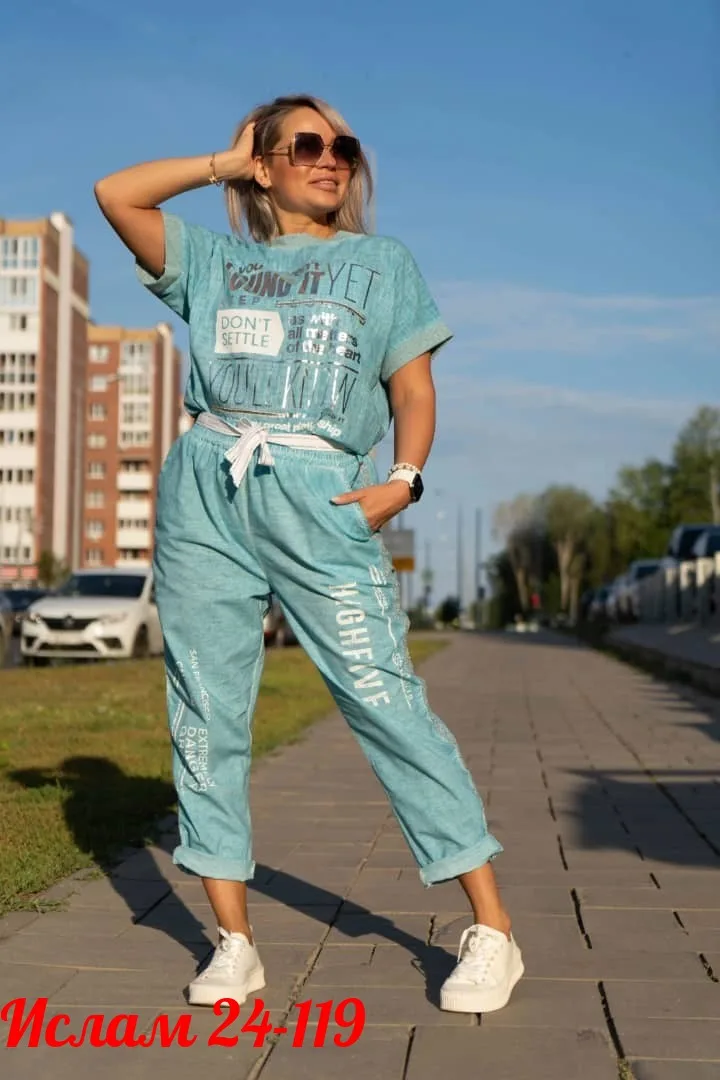 Костюм двойка из материала Санта лён хлопок — фото 5