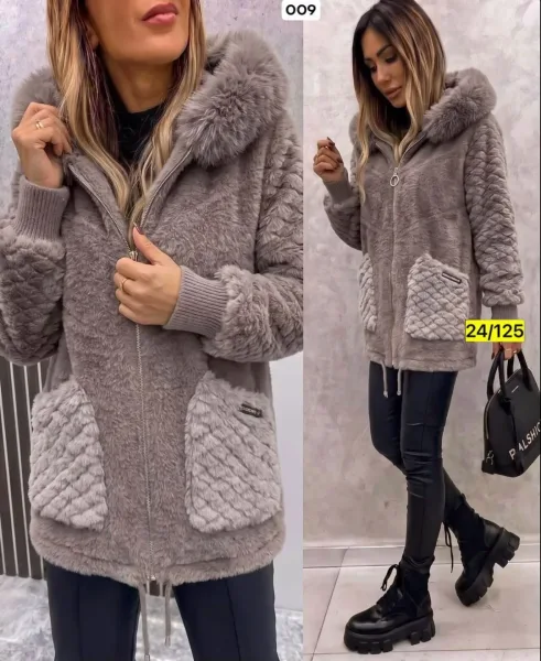 Кардиган с капюшоном из альпака — фото 7