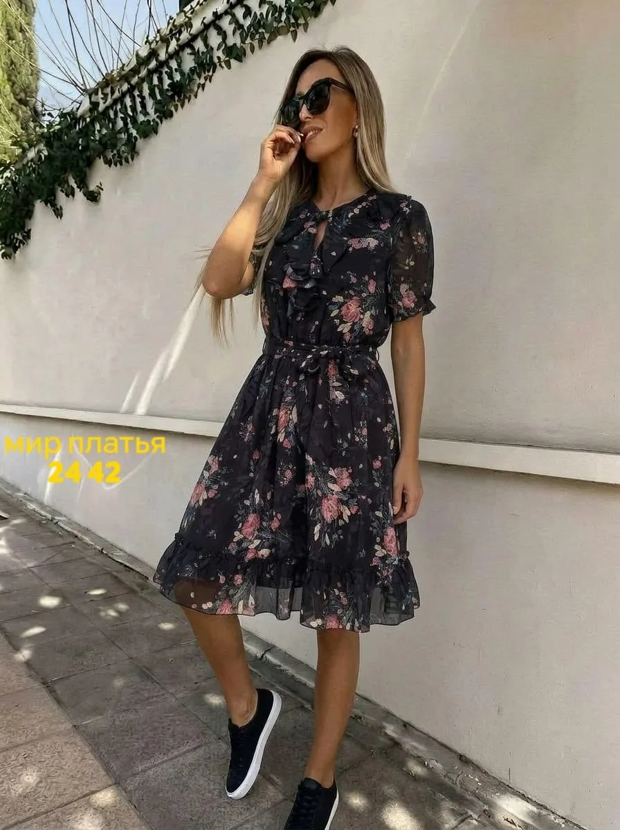 Платье шифон с подкладка — фото 1