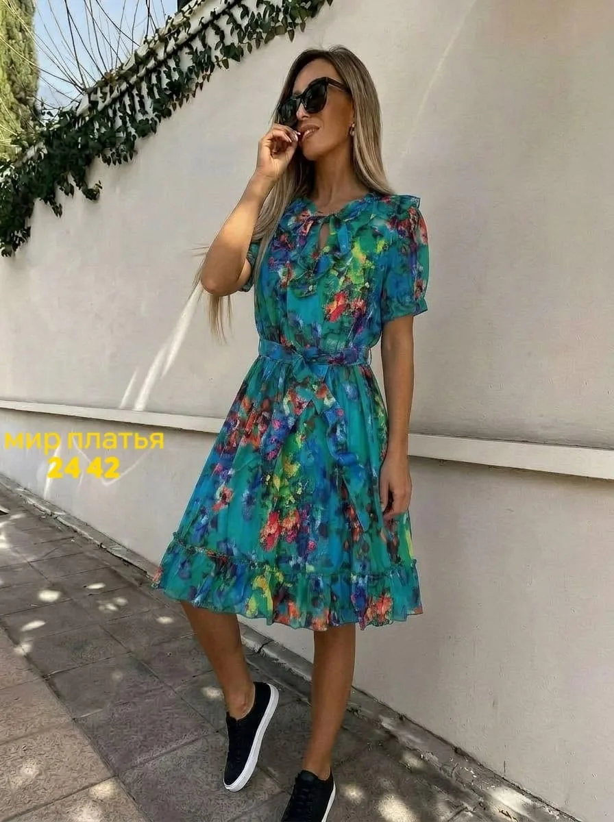 Платье шифон с подкладка — фото 2