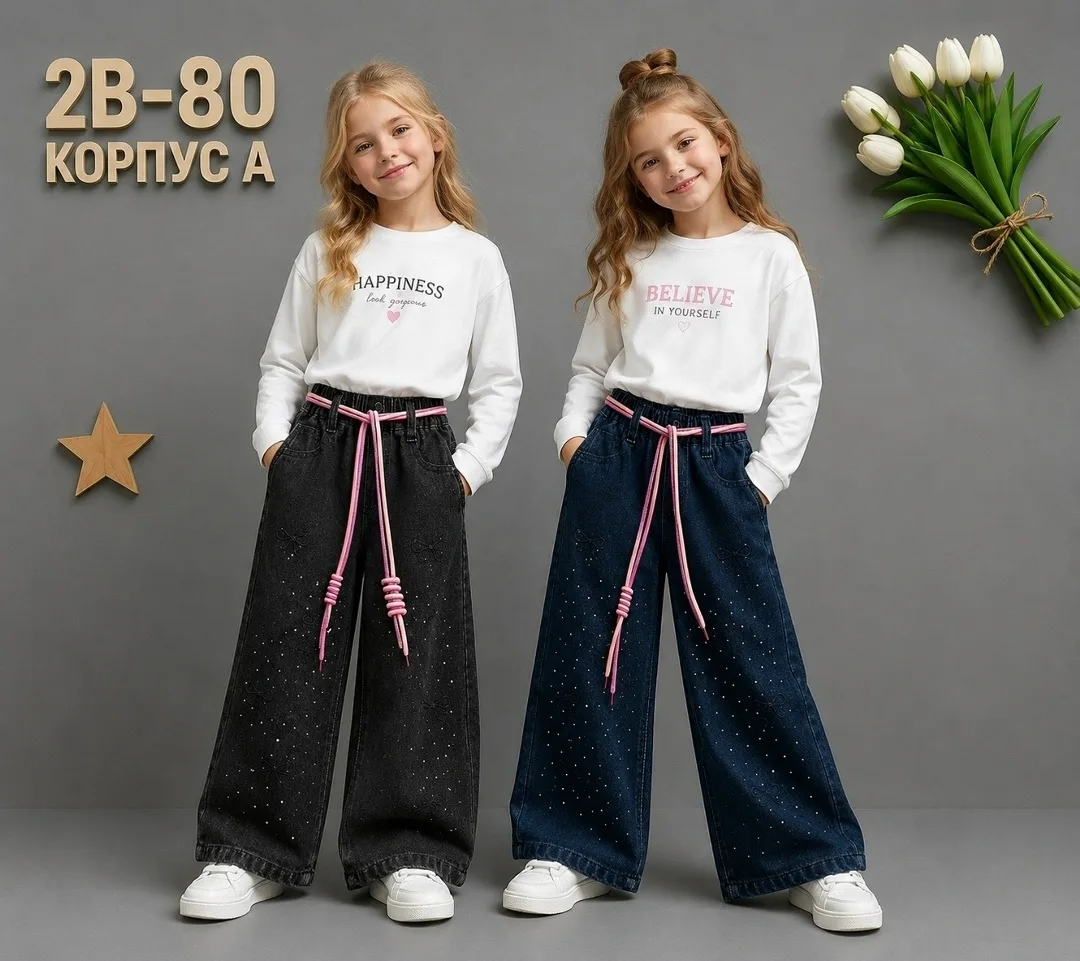 Брюки из джинсовой ткани с начёсом, подходят по росту 104–134 — фото 4