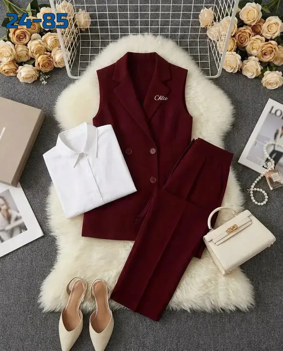 Комплект из жилета и брюк из костюмки и рубашки из хлопка — фото 3