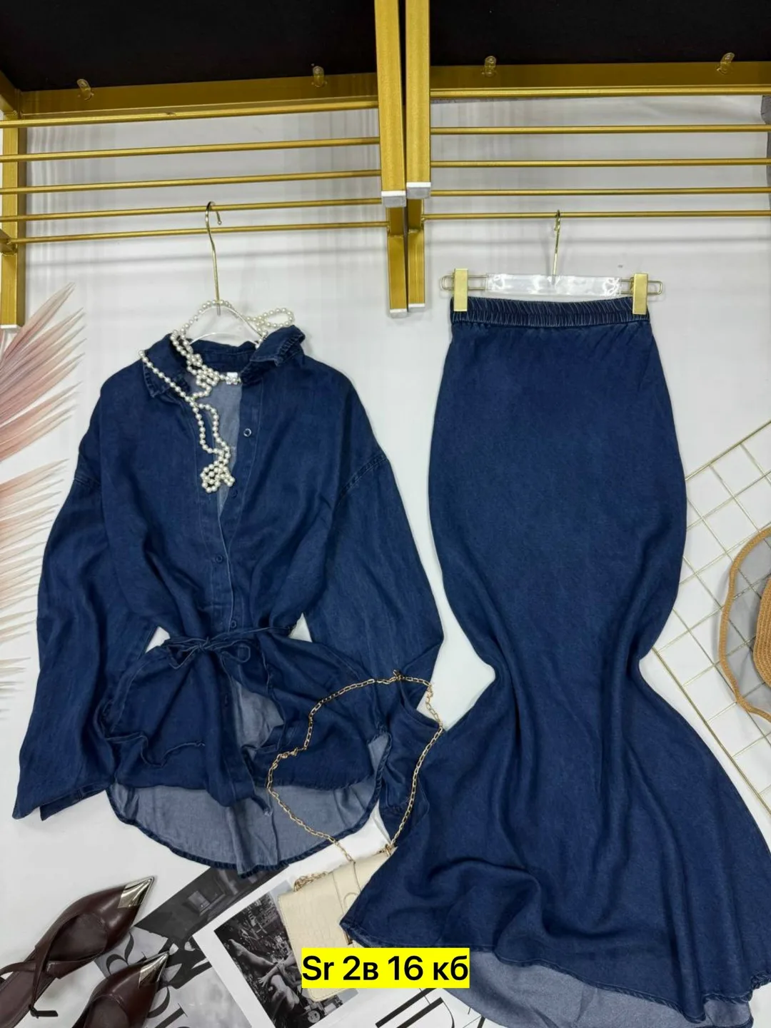 Костюм из хлопка, с юбкой-низом, подходит по размеру — фото 6