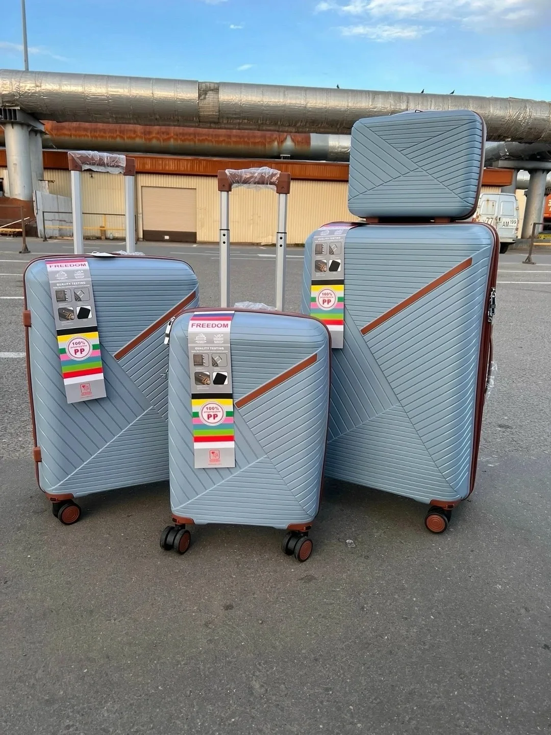 Рюкзак Чемоданы из полипропилена, лён — фото 3