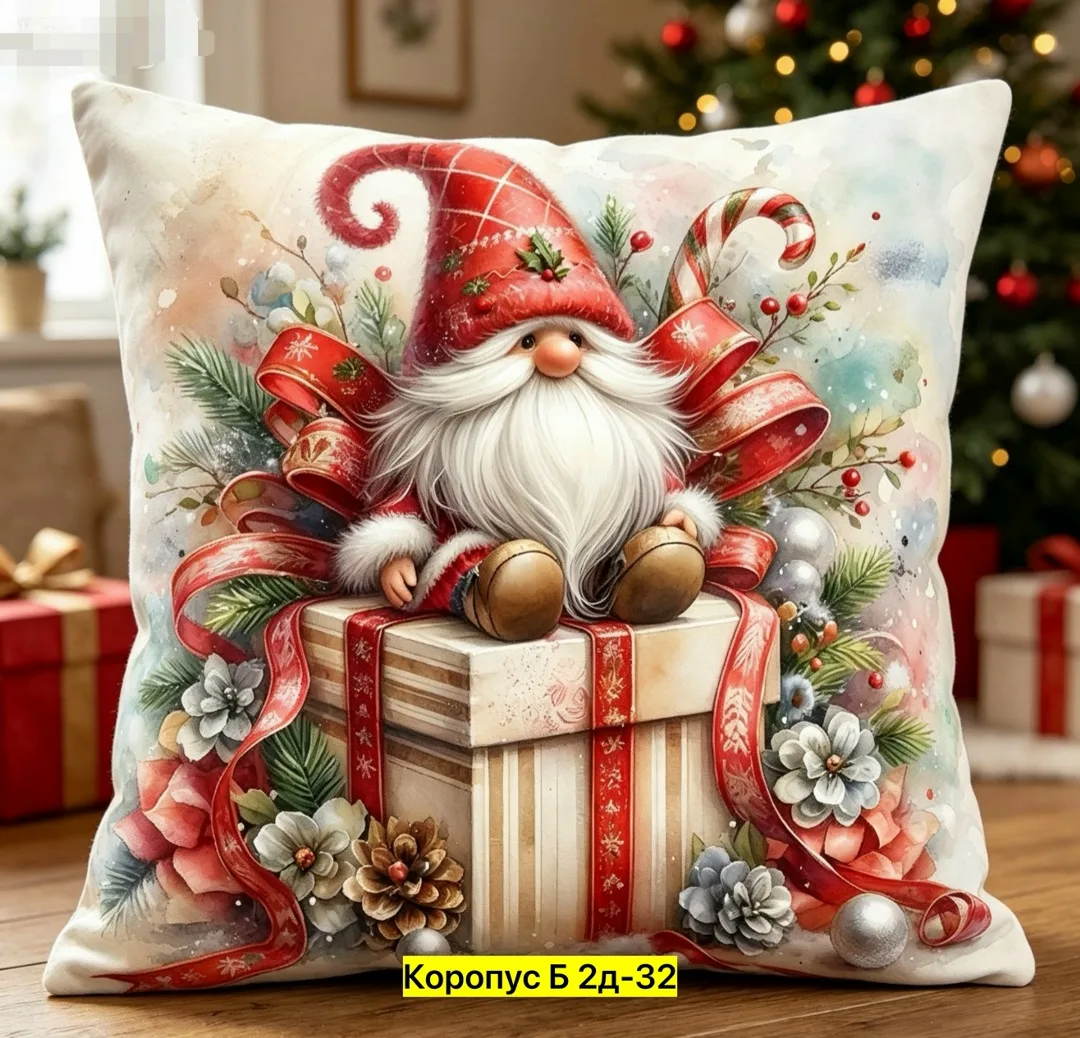 Новогодняя декоративная наволочка — фото 7
