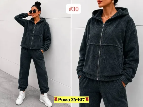 Женский костюм двойка из плотного микровельвета — фото 10