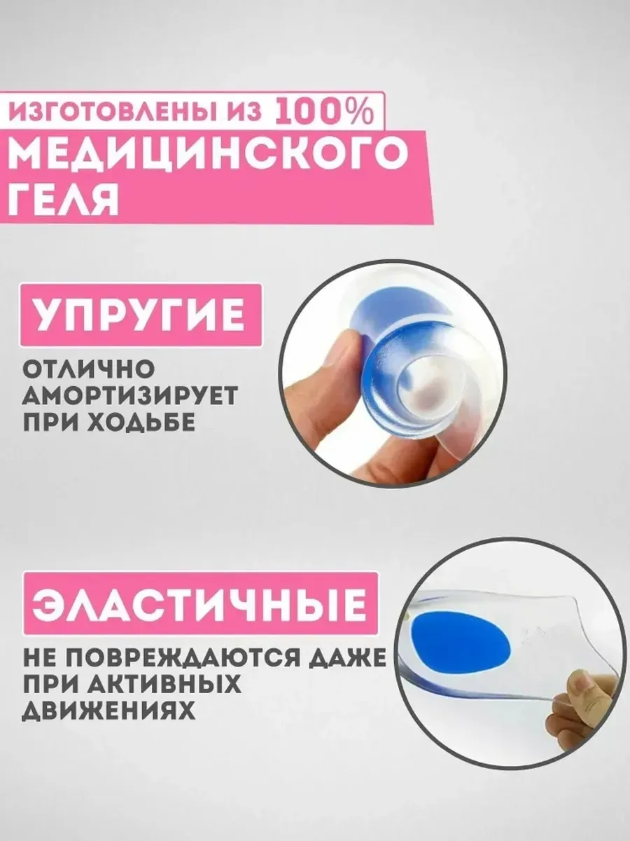 Силиконовые ортопедические стельки подпяточники — фото 4