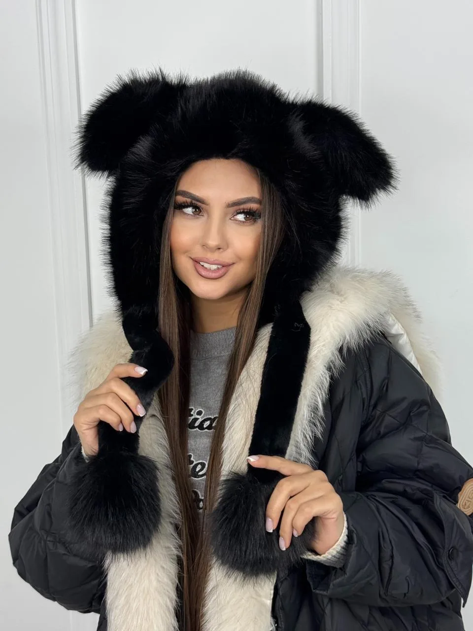 Шапка ушанка зимняя меховая с ушками Пушистые — фото 1