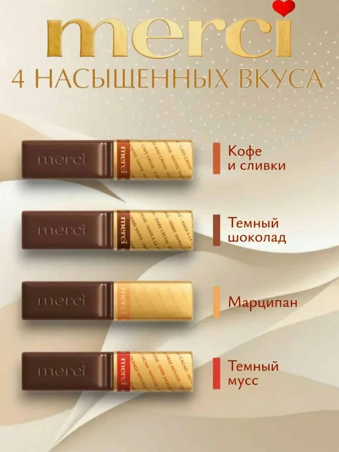 Набор из четырёх видов конфет с начинками: кофе и сливки — фото 3