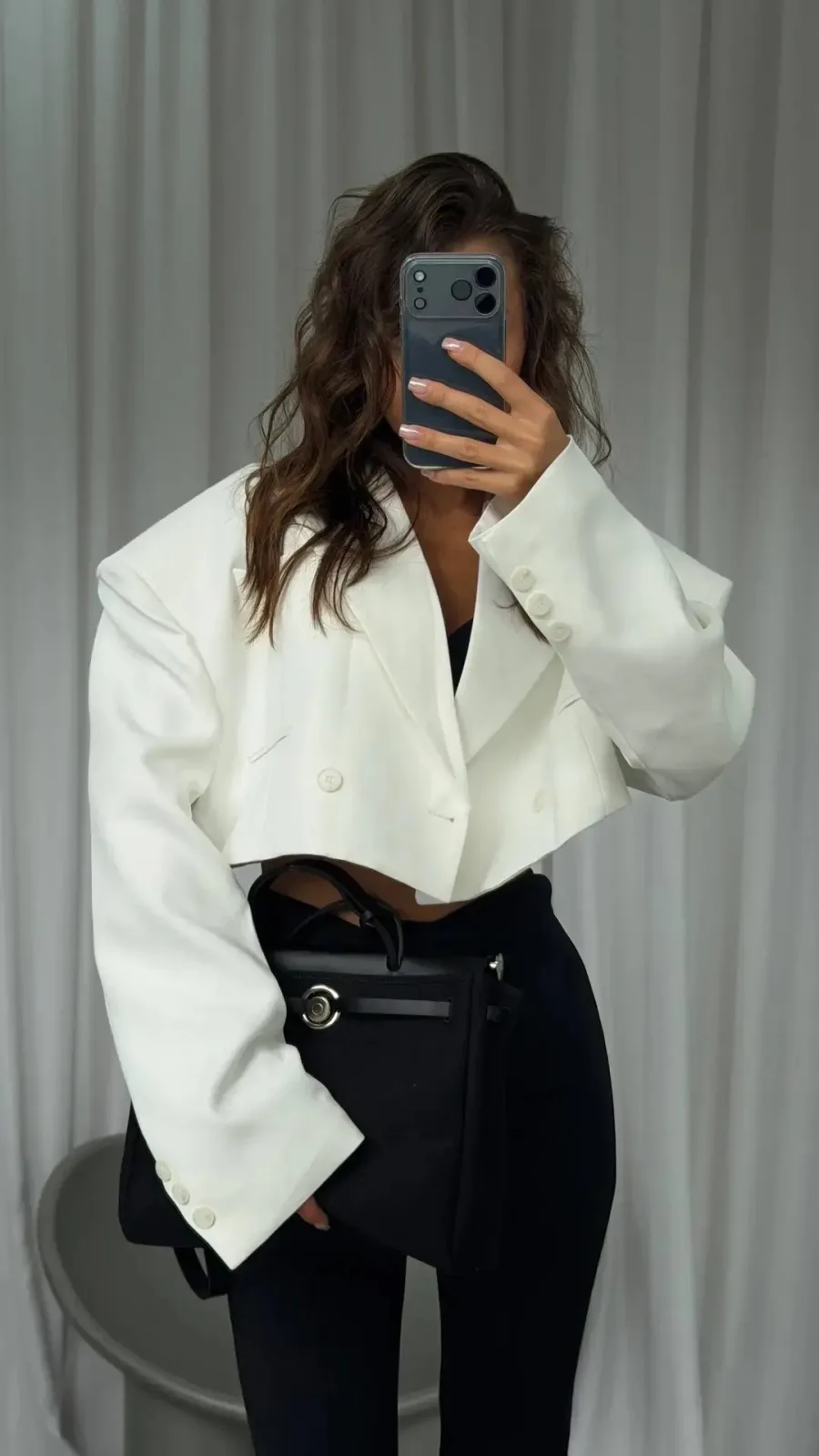 Пиджак Trend Cropped, темно-синий, шоколад, серый, белый, черный — фото 7