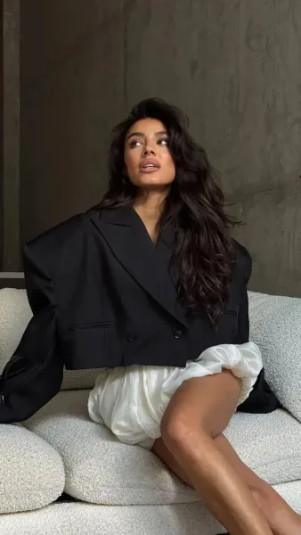 Пиджак Trend Cropped, темно-синий, шоколад, серый, белый, черный — фото 4