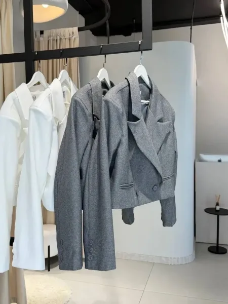 Пиджак Trend Cropped, темно-синий, шоколад, серый, белый, черный — фото 15