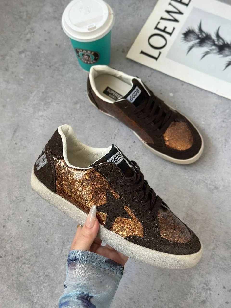 Кеды Кроссы Golden Goose Золотой — фото 1