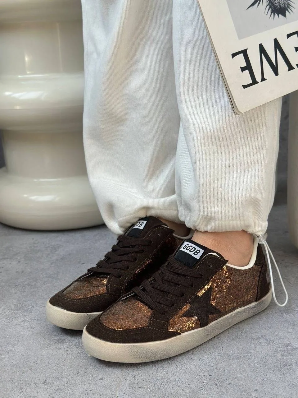 Кеды Кроссы Golden Goose Золотой — фото 2