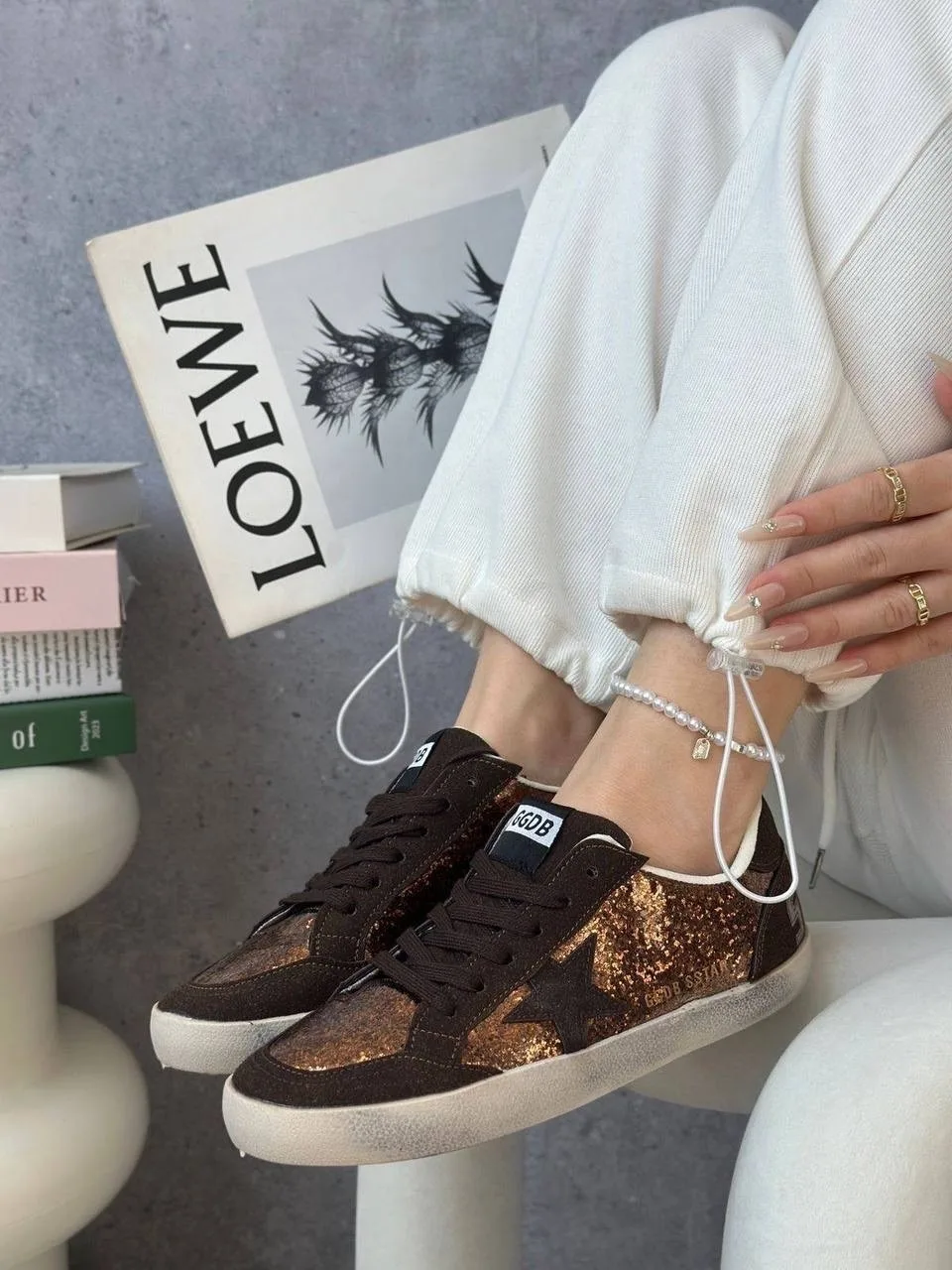 Кеды Кроссы Golden Goose Золотой — фото 5