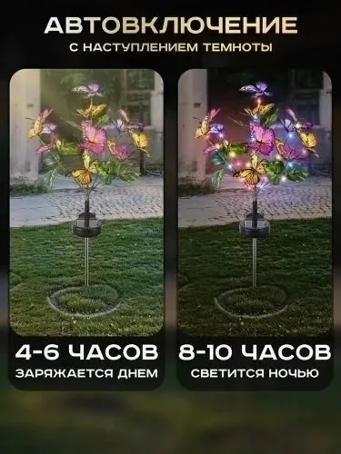 Светильник-бабочка на солнечной батарее с 49 светодиодами, водонепроницаемый — фото 3