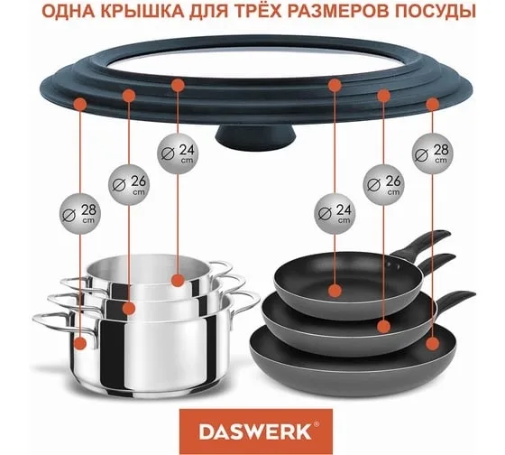 Крышка для любой сковороды и кастрюли, универсальная. 3 размера — фото 3