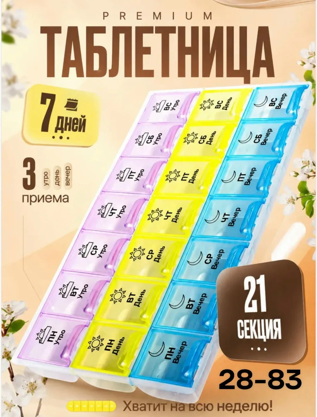 Таблетница на 7 дней 3 приема — фото 1