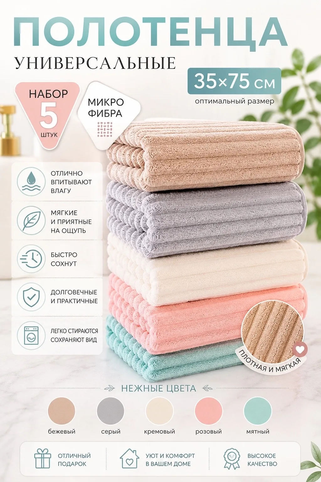 Тапки Полотенце из микрофибры 35×, микрофибра — фото 1
