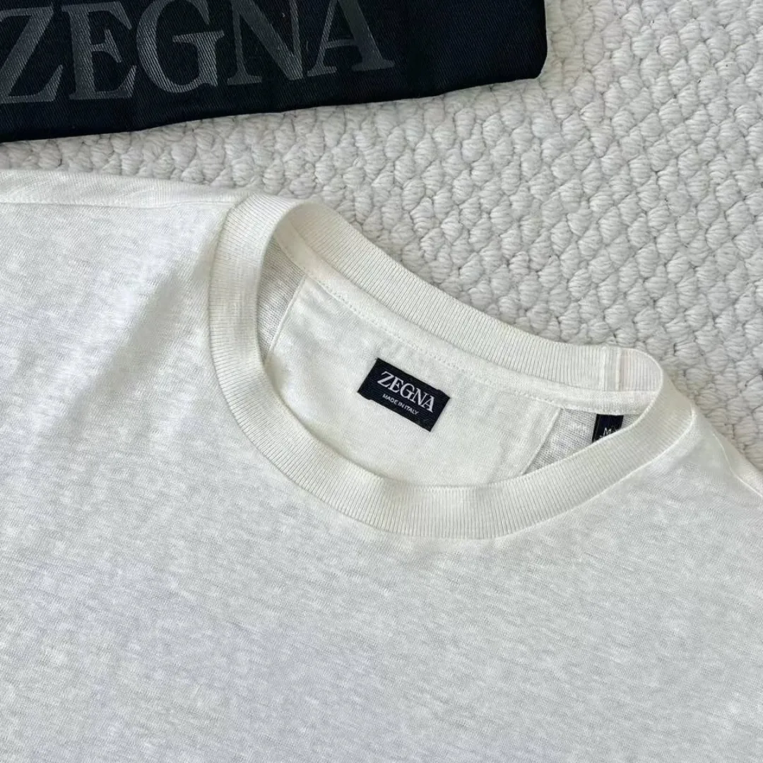 Белая футболка Zegna из натурального льна — лёгкая — фото 9