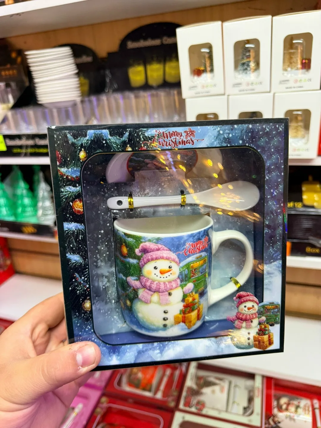 Новогодний подарочный набор керамическая кружка + ложка + крышка — фото 8