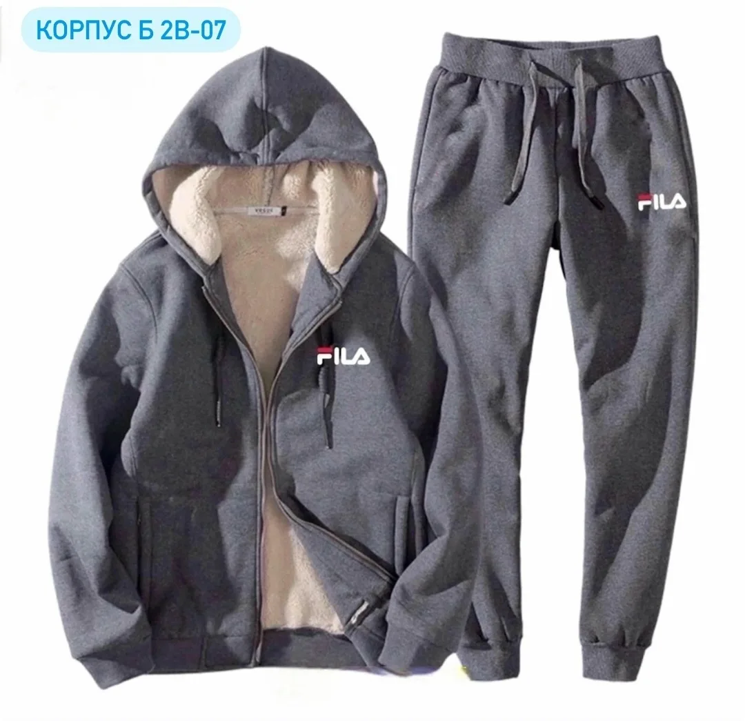 Костюм для мужчин из флиса с меховым воротником на кофте — фото 3