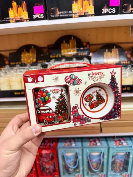 Новогодний подарочный набор керамическая кружка + ложка + крышка — фото 5