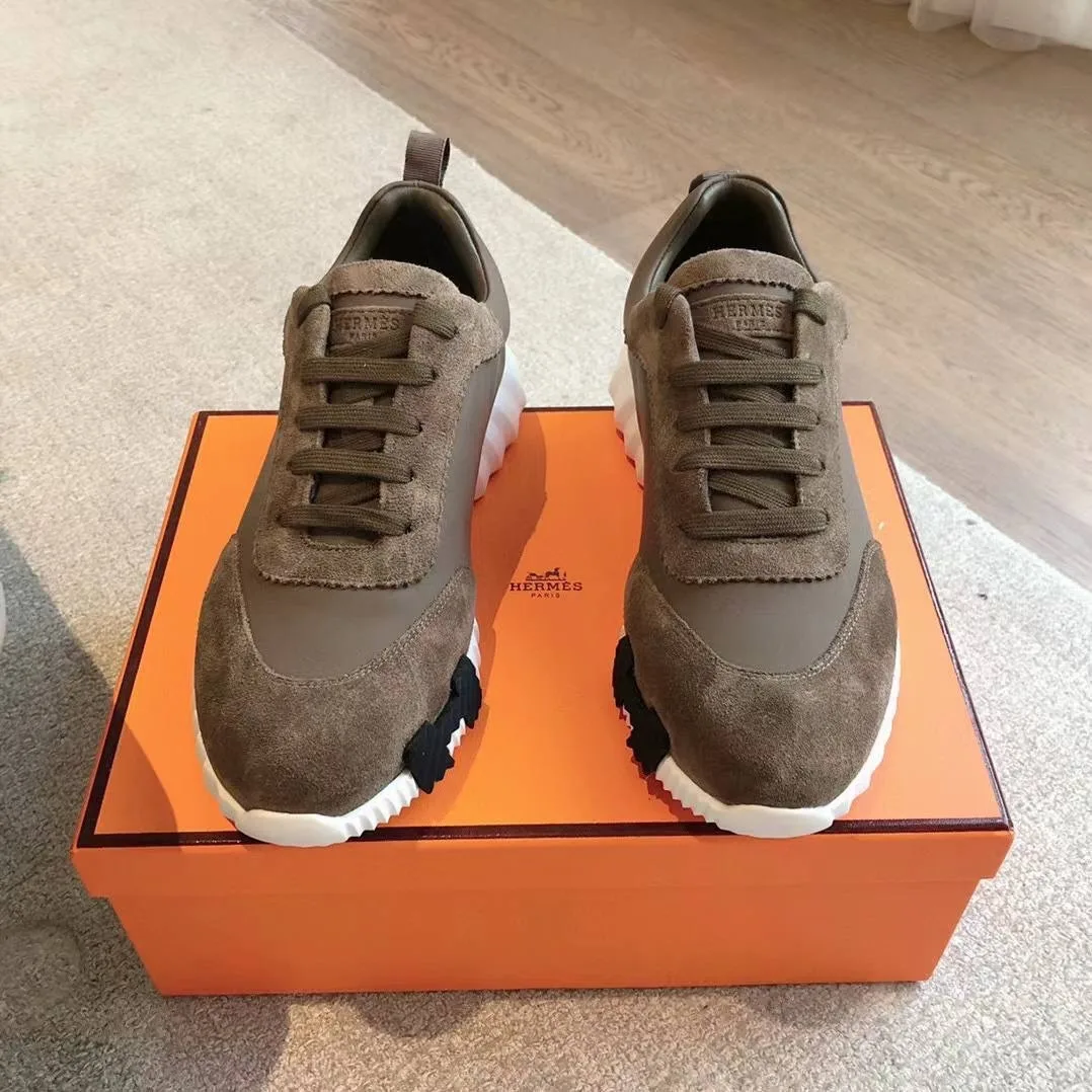HERMÈS Bouncing мужские кроссовки из телячьей кожи и козьей замши — фото 2