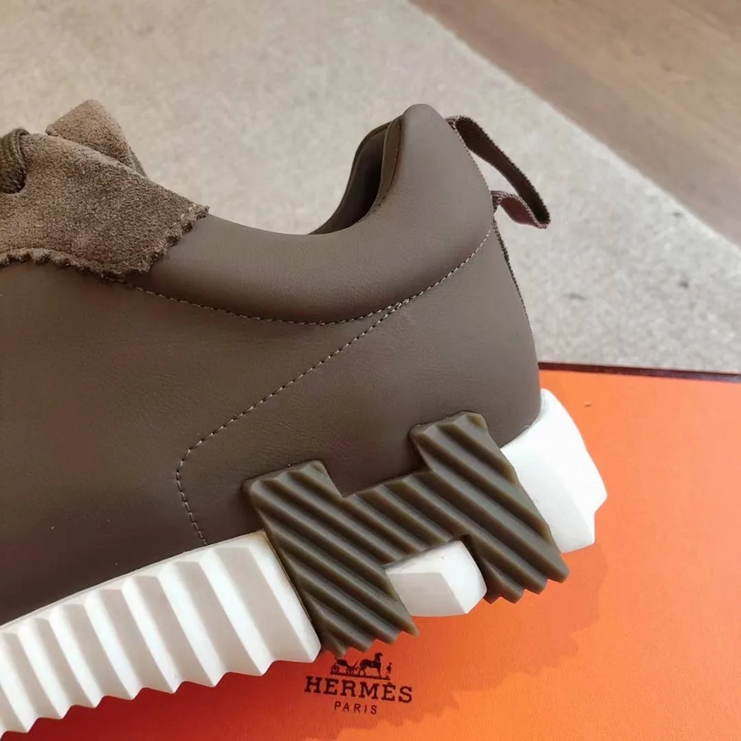 HERMÈS Bouncing мужские кроссовки из телячьей кожи и козьей замши — фото 6
