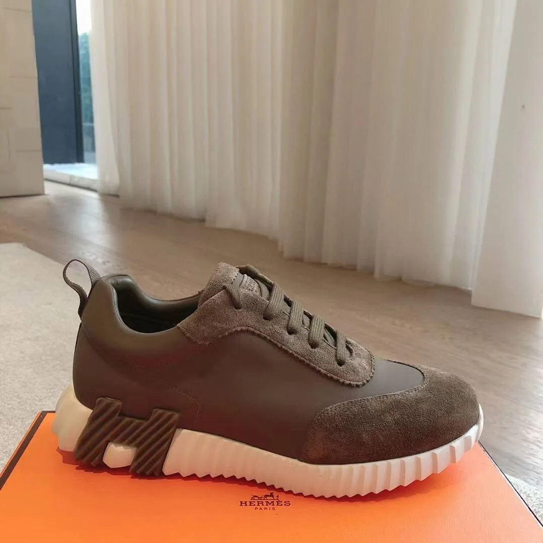 HERMÈS Bouncing мужские кроссовки из телячьей кожи и козьей замши — фото 8