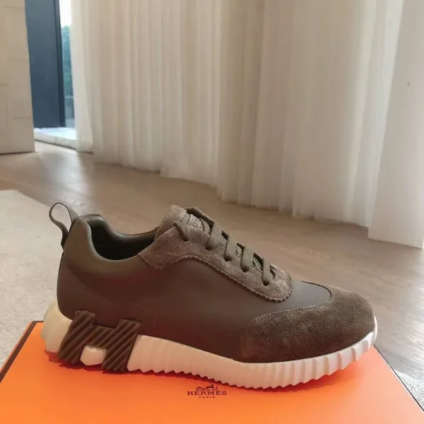 HERMÈS Bouncing мужские кроссовки из телячьей кожи и козьей замши — фото 8