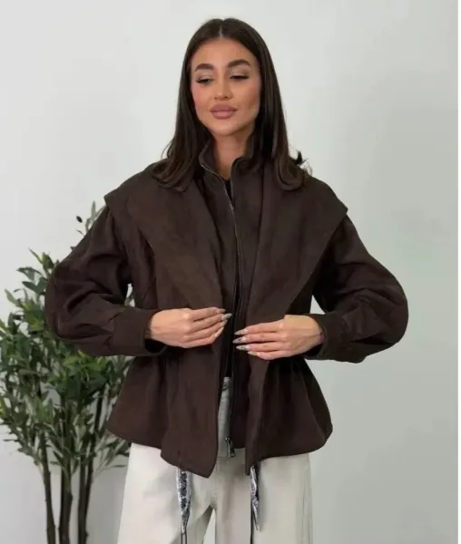 Бомбер из замши с ярким дизайном и удобной посадкой — фото 4