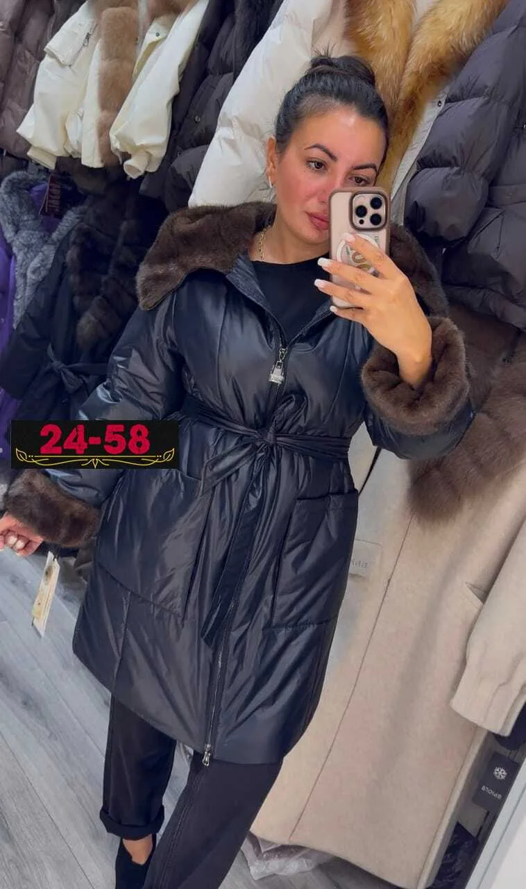 Куртка с наполнителем из верблюжьей шерсти и капюшоном — фото 1