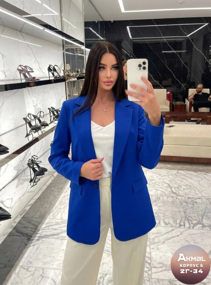 Пиджак аквамариновый костюмка — фото 2