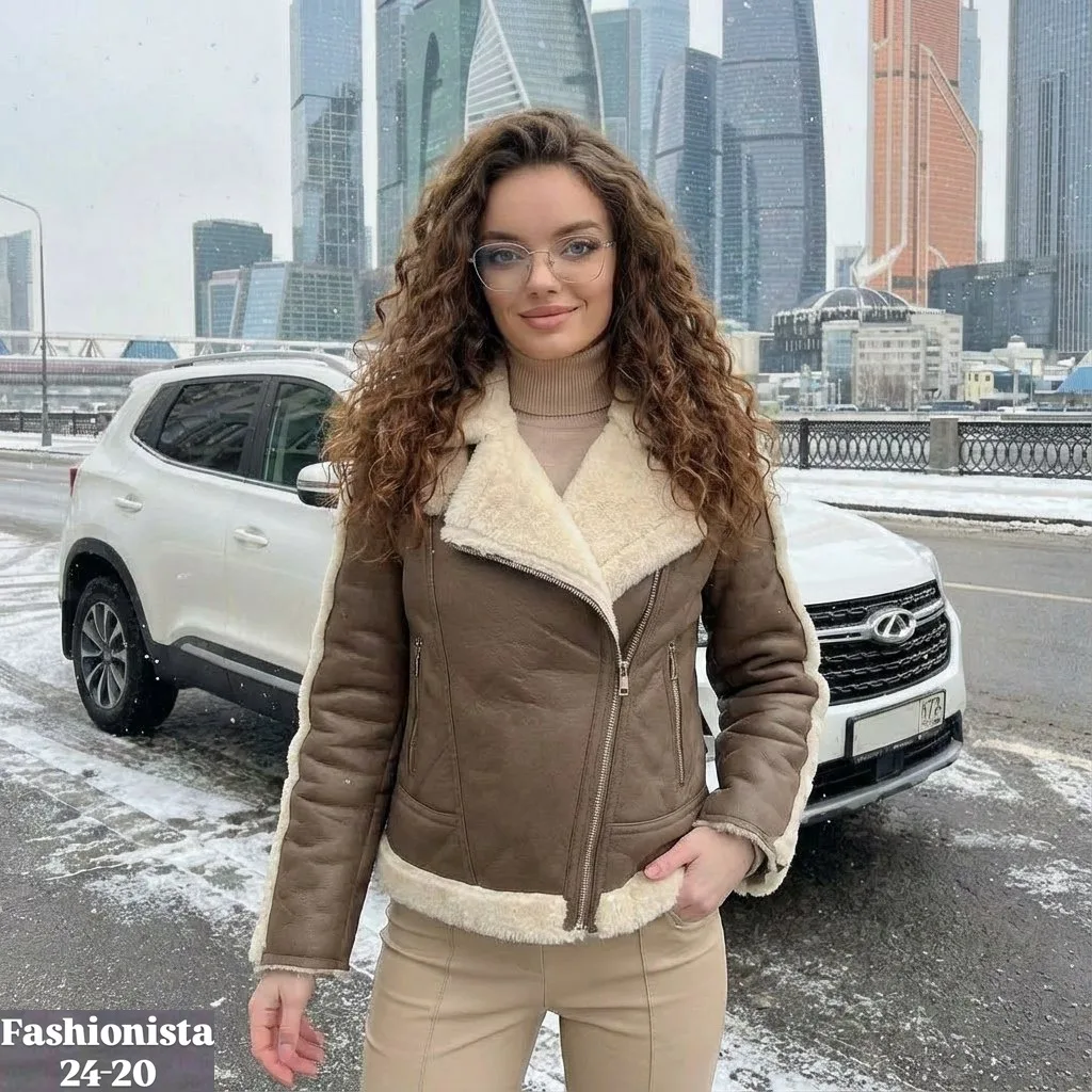 Дублёнка женская кожа мех — фото 8