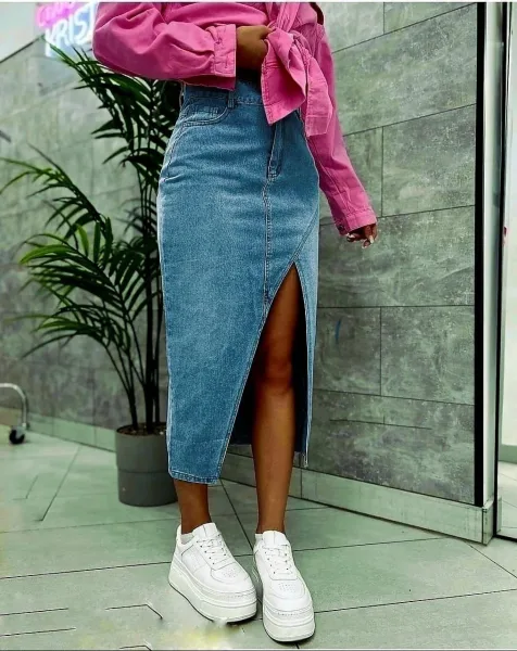 Юбка из джинсовой ткани — фото 5