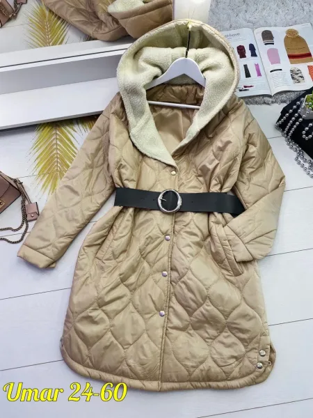 Женская куртка из синтепона с подкладкой из барашка синяя — фото 4