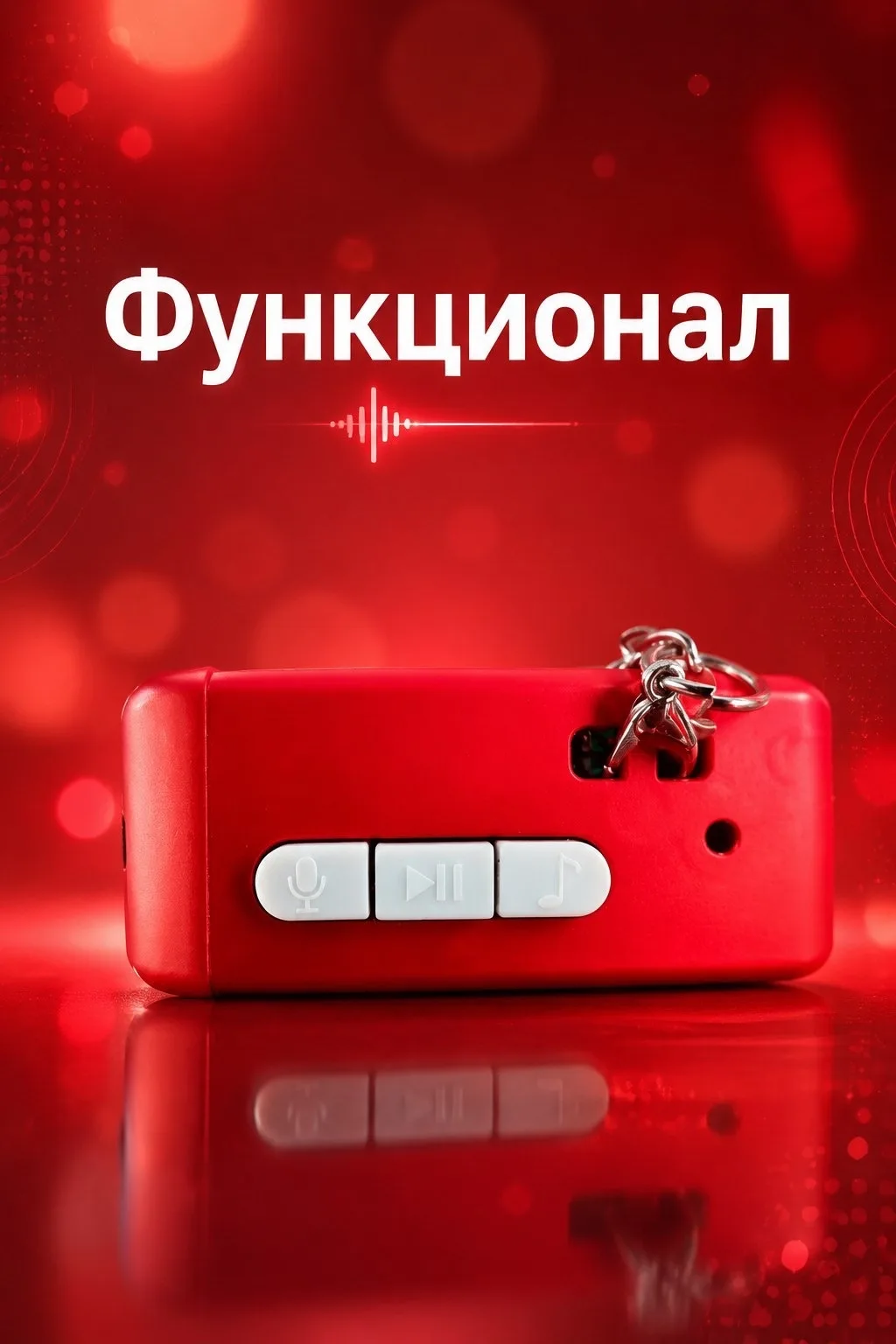 Брелок Магнитофон с записью голоса и мелодиями цвет синий/красный — фото 3