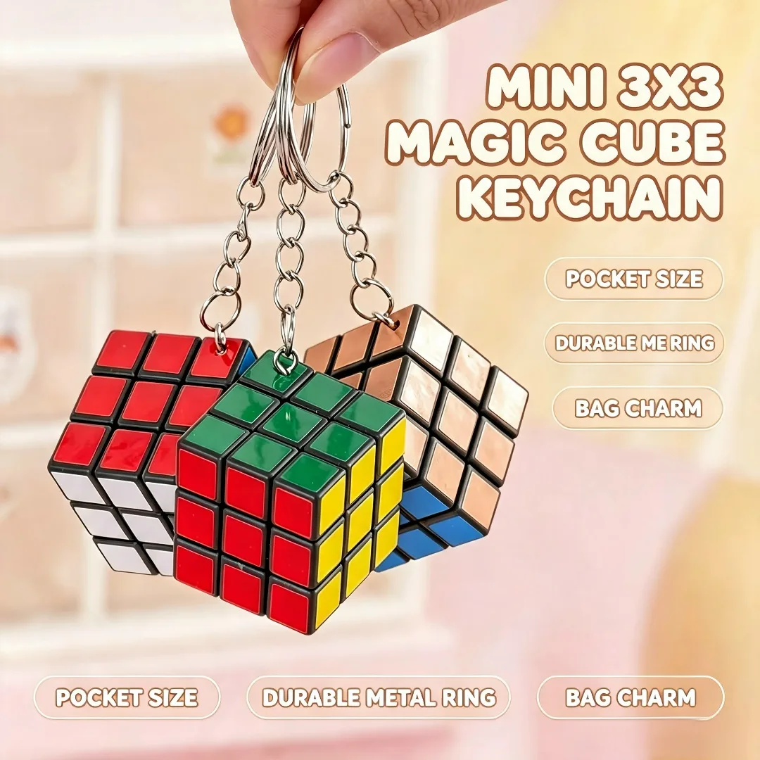Брелок-кубик Mini 3x3, стильный брелок-кубик для ключей и украшение для сумки — фото 4