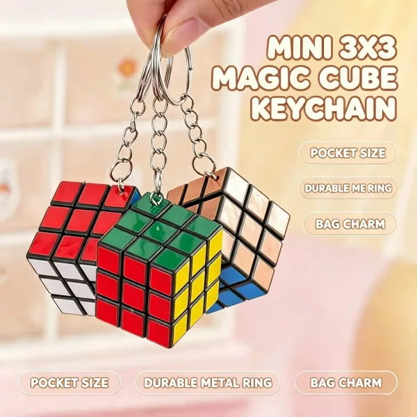 Брелок-кубик Mini 3x3, стильный брелок-кубик для ключей и украшение для сумки — фото 4