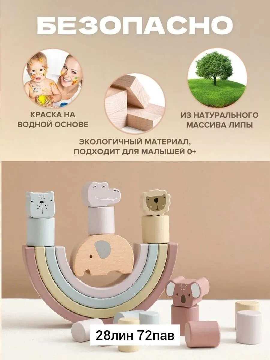 Деревянный игровой набор с животными для развития координации — фото 3