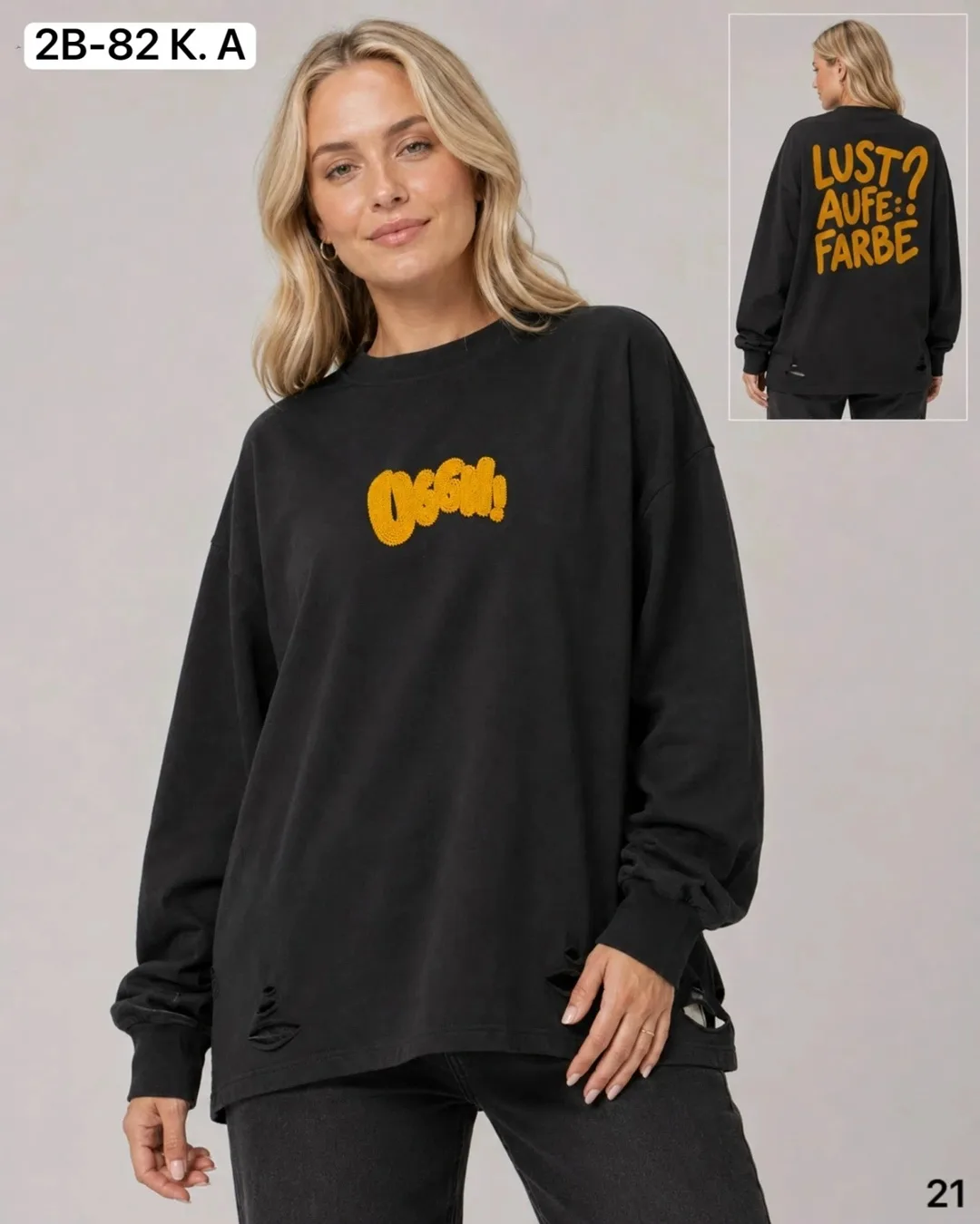 Оверсайз-толстовка из 95 хлопка и 5 эластана 95 COTTON, 5 ELASTANE — фото 1