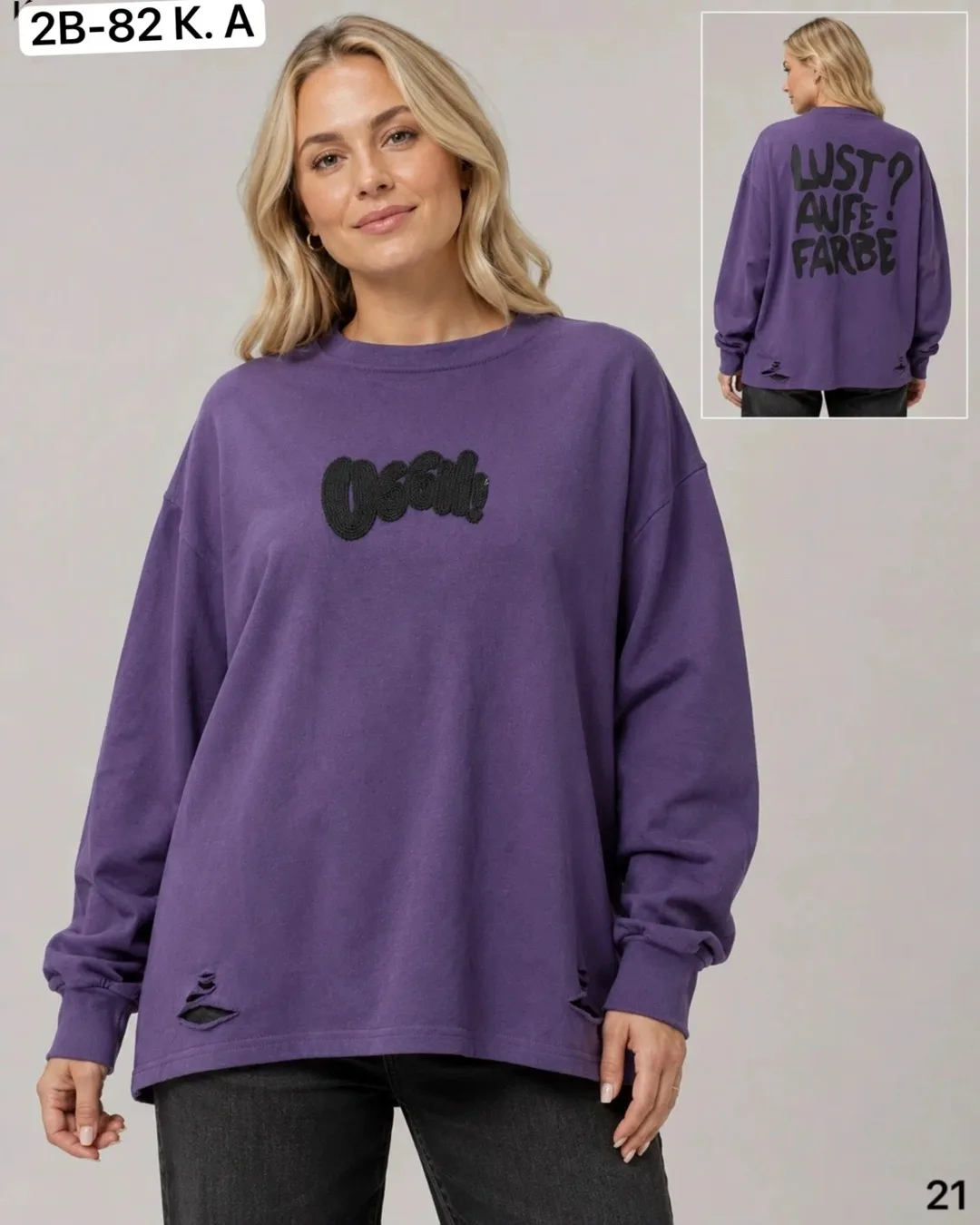 Оверсайз-толстовка из 95 хлопка и 5 эластана 95 COTTON, 5 ELASTANE — фото 2